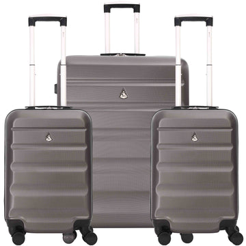 Aerolite Hard Shell Suitcase Luggage Group Travel Bundle - 2 x 21 Cabin Hand Luggage + 1 x Large 29" Hold Luggage Suitcase (3 Piece Luggage Set)
